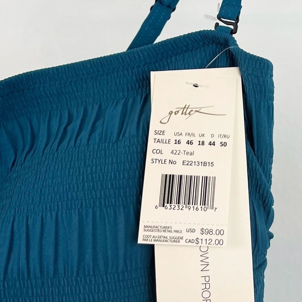 NWT Profile by Gottex Shirred Bandeau Bikini Top in Tesl